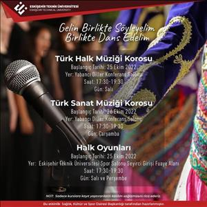 Türk Halk Müziği, Türk Sanat Müziği ve Halk Oyunları kursları başlıyor